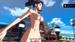 3d arc_system_works black_hair blue_eyes completely_nude completely_nude_female crusader dnf_duel dungeon_and_fighter inquisitor_(dungeon_and_fighter) knight medium_breasts mod nipples nude nude_female nude_mod ponytail pussy spear tied_hair vagina weapon
