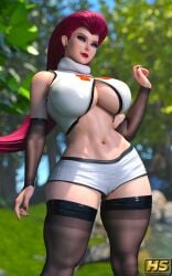 1girls 3d ass big_ass big_breasts blue_eyes breasts curvaceous female female_only hagiwara_studio jessie_(pokemon) pokemon solo tagme thick_thighs wide_hips