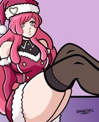 bleach bleach:_sennen_kessen-hen bleach:_the_thousand-year_blood_war bleach_brave_souls breast breasts christmas christmas_hat christmas_outfit damiansmtz legs legs_up lips long_hair meninas_mcallon pink_eyes pink_hair questionable quincy_(bleach) quincy_bitch short_skirt skirt sternritter stockings thick_thighs thighs wandenreich