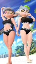 2girls 3d a_normal_inkling ai_assisted ai_generated anormalinkling beach beauty_mark big_breasts black_hair blacked blacked_clothing blinking callie_(splatoon) circular_glasses cousins curvy curvy_female day daytime edit facial_markings female female_only grabbing grok holding_hands huge_breasts huge_thighs large_aereola large_breasts light_skin light_skinned_female long_hair looking_at_partner marie_(splatoon) mole mole_under_eye multicolored_hair multiple_females multiple_girls nintendo outdoors panties public sfm short_hair small_breasts small_nipples small_thighs smile source_filmmaker source_filmmaker_(artwork) splatoon splatoon_(series) sports_bra squid_sisters standing sunglasses_on_head tagme tan_skin tan_skinned_female tanned_female tanned_skin tentacle_hair thighs white_hair yellow_eyes