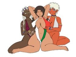 animated big_breasts blue_eyes bodypaint dark-skinned_female dark_skin dolores_(kof) elena_(street_fighter) female glasses green_eyes huge_breasts king_of_fighters miary_zo round_glasses street_fighter tagme tan tan_skin tekken video yamidanight