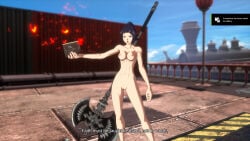 3d arc_system_works black_hair blue_eyes completely_nude completely_nude_female crusader dnf_duel dungeon_and_fighter inquisitor_(dungeon_and_fighter) knight medium_breasts mod nipples nude nude_female nude_mod ponytail pussy spear tied_hair vagina weapon