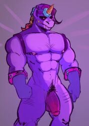 balls bara berry_(brawl_stars) brawl_stars daspirensfw flaccid horn male male_only muscles muscular nude penis solo solo_male unicorn_horn