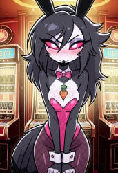 ai_generated animal_ears anthro avian avian_humanoid bunny_ears bunnysuit fake_animal_ears hellaverse helluva_boss octavia_(helluva_boss) playboy_bunny