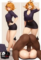 1boy 1girls 2d ai_generated ass big_ass big_breasts black_heat_studios blonde_hair breasts cock_in_pussy cock_in_vagina dark-skinned_male dokibird erection female female_focus full_body hetero interracial large_penis penis penis_in_pussy penis_in_vagina qos qos_tattoo queen_of_spades sex smile sweat tattoo thick thick_thighs uncensored vaginal_penetration vaginal_sex vtuber