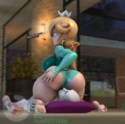 1girls 3d 3d_(artwork) ass backboob barefoot big_ass big_breasts big_butt big_thighs blue_eyes breasts bubble_ass bubble_butt butt curvy curvy_female earrings female female_focus gamer126i hair_over_one_eye kabalmystic_(style) leotard light-skinned_female light_skin lips long_hair long_sleeves looking_back looking_back_at_another mario_(series) nail_polish nintendo open_mouth platinum_blonde_hair princess_rosalina princess_rosalina_(gymnastics) purple_nail_polish purple_nails sleeved_leotard star_earrings talking_to_another text thick thick_ass thick_butt thick_hips thick_thighs thighs wide_hips