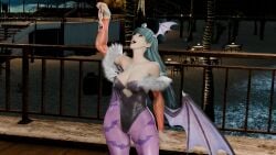 big_breasts breasts capcom darkstalkers female giantess imminent_vore juri_han laugh laughing morrigan_aensland nude_female smile smiling street_fighter succubus themightyhq thick_thighs