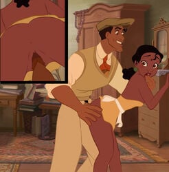 1boy 1girls brown_hair dark-skinned_female dark-skinned_male dark_skin dirtydisneybitches disney disney_princess female human male penis prince_naveen pussy straight tagme the_princess_and_the_frog tiana