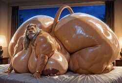 1boy ai_generated all_fours ass ass_bigger_than_body ass_bigger_than_breasts ass_bigger_than_head ass_bigger_than_torso ass_focus ass_up beard bed bedroom big_areola big_ass big_breasts big_butt big_hips big_nipples big_thighs bottom_heavy bracelets busty_boy busty_male chubby chubby_male civitai daddy dilf dumptruck_ass dumptruck_butt enormous_ass enormous_butt fat_ass fat_belly fat_butt fat_male felid feline gay gdilf gigantic_ass gigantic_butt gold_(metal) gold_jewelry grey_beard grey_facial_hair grey_hair grey_mane grey_mustache homosexual homosexual_male huge_ass huge_belly huge_breasts huge_butt hyper hyper_ass hyper_breasts jewelry lion lion_tail long_hair lustful_gaze male male_breasts male_only male_with_breasts massive_ass massive_breasts mature_male morbidly_obese mustache nipple_piercing obese_male older_male on_bed overweight_male raised_tail ring ring_piercing sagging_breasts seductive sharp_teeth solo ssbhm superchub sweat sweaty tail tan_body tan_fur tan_skin thick_ass thick_hips thick_legs thick_thighs voluptuous voluptuous_body voluptuous_male