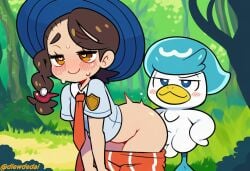1boy 1girls ai_assisted ai_generated dlewdedai juliana_(pokemon) pokemon pokemon_sv pokephilia quaxly small_dom_big_sub smaller_male