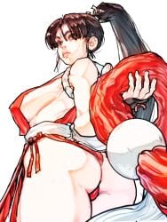 1girls ass big_ass big_breasts breasts brown_hair female huge_breasts king_of_fighters mai_shiranui sideboob snk solo tagme_(artist)