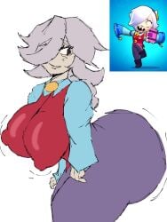 ass big_ass big_breasts brawl_stars breasts butt colette_(brawl_stars) female female_only looking_back white_hair