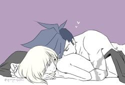 1femboy 2boys after_sex androgynous blonde_hair bob_cut cuddling femboy feminine_faced_male feminine_male galo_thymos gay lio_fotia male monochrome petite petite_body petite_male promare short_hair short_male size_difference slim slim_male slim_waist thin_waist twink wholesome yaoi