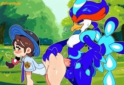1boy 1girls ai_assisted ai_generated dlewdedai from_behind grabbing_ass juliana_(pokemon) pokemon pokemon_sv pokephilia quaquaval