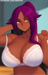 ai_generated bbw bleach breast female female_only huge_breast mature_female purple_hair shihouin_yoruichi