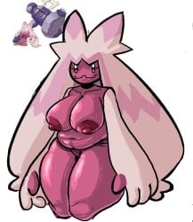 1girls chubby_female color colored dastardlymenace human large_breasts long_hair pink_body pink_hair pokemon pokemon_(species) shiny_skin sole_female solo solo_female thick_thighs thighs tinkaton video_games