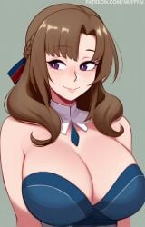 ai_generated bbw brown_hair eyes huge_breast mature_female milf oosuki_mamako purple
