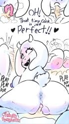 ass asshole balls big_breasts blowjob boobjob boobs breasts cock doggy_style horns kissing_penis looking_at_viewer looking_back nautti_spaghetti penis plap small_penis small_penis_adoration tail thrusting thrusting_into_pussy tiny_penis tits tongue toriel toriel_(undertale) undertale