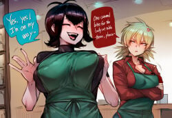 2girls abs ai_generated anger_vein apron aroused aroused_face athletic athletic_female big_ass big_breasts big_butt big_thighs black_hair blush breasts breath caption comic comic_page comics crossed_arms curvy curvy_body curvy_female curvy_figure cute cute_face english english_text erect_nipples female hellsing hellsing_ultimate hoorpy hotel_transylvania hourglass_figure korean_text large_breasts mavis_dracula nipples open_mouth patreon patreon_logo patreon_username petite petite_body petite_breasts petite_female red_eyes seras_victoria sexy sexy_body sexy_pose shirt short_hair smile speech_bubble spoken_anger_vein story text thick_thighs thighs thought_bubble toned vampire vampire_girl vampire_teeth voluptuous voluptuous_female