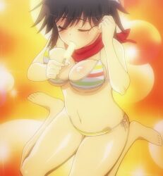 1girls asuka_(senran_kagura) bikini blush bouncing_breasts breasts female female_only food_play ice_cream large_breasts popsicle screencap senran_kagura sexually_suggestive side-tie_bikini sole_female solo source_request tagme voluptuous