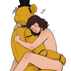 1boy 1girl abby_(fnafhs) abby_schmidt age_up animatronic animatronic_male bare_arms bare_back bare_legs bare_shoulders bare_thighs bottom_male bottomless_male closed_eyes closed_eyes_smile closed_mouth closed_mouth_smile creepy_bloody_kitty female/male female_human female_on_top five_nights_at_freddy's five_nights_at_freddy's_(film) gentle gentle_sex golden_freddy golden_freddy_(fnaf) hand_on_hip lotus_position mechanophilia robophilia romantic romantic_couple romantic_sex smile vaginal_penetration