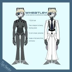 2026 android blonde_hair clothing coat male male_only mega_novelatus penis portal portal_(series) portal_2 ref_sheet reference_image robot small_penis tagme text tie valve wheatley wires