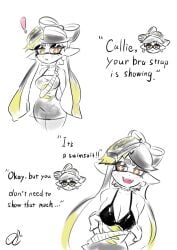 bra_strap_is_showing_(meme) callie_(splatoon) english_dialogue english_text marie_(splatoon) nodo_inkling splatoon