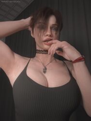 1girls 3d abs absurdres ass biohazard breasts capcom claire_redfield claire_redfield_(jordan_mcewen) cleavage female female_only fit fit_female highres huge_breasts large_breasts nerohunter6 realistic resident_evil resident_evil_code_veronica solo