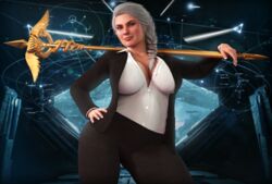 1girls 3d ass assassin's_creed_(series) assassin's_creed_odyssey auburn_eyes big_ass big_breasts braid female female_only french_nails gilf grey_hair kassandra large_ass old_woman older_female rasmus-the-owl solo thick_thighs ubisoft wide_hips