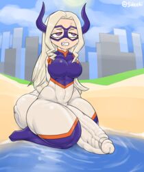 1futa beach condom_suit futa_giantess futa_only futanari giant_futanari giantess huge_cock hyper hyper_balls hyper_penis imminent_orgasm macro_futa mount_lady my_hero_academia sideebi skin_tight solo tight_clothing voluptuous yuu_takeyama