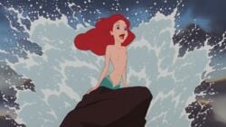 animated ariel blue_eyes disney edit gif merfolk mermaid mermaid_tail nipple nipples pale_skin pink_nipples red_hair sexually_suggestive skinny skinny_waist small_breasts the_little_mermaid thin_waist tiny_breasts tiny_waist