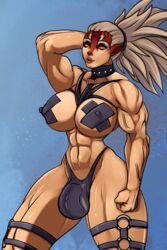 1futa abs alien alien_girl alien_humanoid breasts bulge cathar collar eirhjien facial_markings feline_humanoid futa_only futanari hair_tied_back ko'vah large_breasts large_bulge large_penis leather_harness muscular muscular_futanari muscular_thighs nipple_bulge nipple_covers nipple_pasties original_character penis_under_clothes pointy_ears ponytail solo solo_focus solo_futa star_wars yellow_eyes