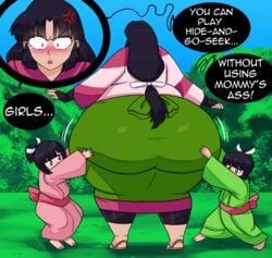 3girls angry ass ass_focus big_ass black_hair blush bottom_heavy chubby cookies-cat fat fat_ass giant_ass gyokuto hair_ribbon huge_ass huge_thighs hyper hyper_ass inuyasha kin'u massive_ass overweight round_ass sango size_difference thick_ass thick_thighs tight_clothing wide_hips