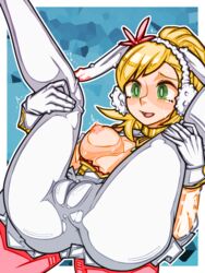 1girls alternate_costume ass blonde_hair breasts breasts_out bunny_ears bunny_girl bunnysuit easter fire_emblem fire_emblem_heroes green_eyes long_hair medium_breasts mimizunooka nintendo nipples partially_visible_vulva plow_pose pussy sharena_(fire_emblem) sharena_(spring)_(fire_emblem) solo solo_female