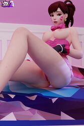 1girls 3d d.va female female_only miniskirt noob34 overwatch see-through solo