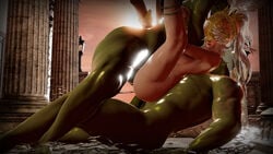 3d_(artwork) athena_(warriors_orochi) big_ass big_breasts big_penis blonde_hair cum gangbang rape warriors_orochi