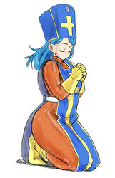 bodysuit dragon_quest dragon_quest_iii large_female praying priest_(dq3) tall tall_female thick_thighs thighs tight_bodysuit tight_clothing toshinoshin00