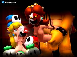 1boy 2girls 3d blonde_hair blue_eyes bondage brown_hair cum cum_in_pussy cum_leaking faceless_male freckles koopaling koopalings male mario_(series) mask mind_control nintendo nude onmodel3d penetration phanto princess_daisy princess_peach red_hair rope_bondage roy_koopa self_upload shy_guy super_mario_bros. super_mario_bros._2 suspension tan_skin turnip vaginal_penetration