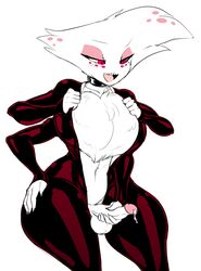 1boy angel_dust_(hazbin_hotel) arachnid balls chest_tuft color erection femboy genitals hazbin_hotel heterochromia hi_res humanoid humanoid_genitalia humanoid_penis latex male masturbation monochrome multi_arm multi_limb penis solo spider thecon tuft vivienne_medrano