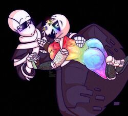 black_background dark_background ectobody female female_sans gaster glasses ink_sans ink_sans_(fan_character) inktale naked nude nude_female rainbow_body rainbow_tongue rectangular_glasses sans sans_au skeleton tagme tongue undertail undertale undertale_au underverse