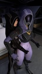 2girls 3d alien alien/human alien_girl blender bottomless_female female female_only fingering from_behind groping_breasts groping_from_behind human interspecies interspecies_yuri kasumi_goto lesbian mass_effect mass_effect_2 quarian reach_around rogat17 tali'zorah_nar_rayya yuri