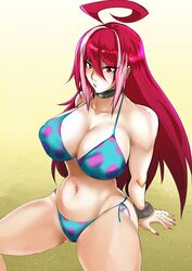 1girls 2019 beach big_breasts big_thighs bikini elena_(metal_slug) hukiguni long_hair looking_at_viewer metal_slug metal_slug_attack nipples nipples_visible_through_clothing red_eyes red_hair seductive sitting snk summer thick_thighs