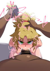 1boy 1girls :>= angry angry_face angry_fellatio angry_sex belly big_penis blonde_hair blowjob breasts censor_bar censored cum cum_in_mouth cum_in_throat cum_inside dark-skinned_male dark_skin deep_blowjob deepthroat dragra eye_contact fate/grand_order fate_(series) fellatio female forced forced_blowjob forced_oral grabbing_hair green_eyes hand_on_head head_grab interracial looking_at_viewer maledom mordred_(fate) nipples nude oral penis pov pulling_hair tears text tight_throat translation_request yellow_hair