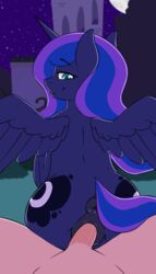 alicorn animated cutie_mark equine equine_pussy fearingfun feathered_wings feral gif human_on_feral looking_back male_human/female_feral male_on_feral moon my_little_pony night penis princess_luna_(mlp) reverse_cowgirl_position smile sехual tagme zoophilia