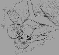 1boy 1girls amputee armless bandages domination midori_(shoujo_tsubaki) missionary_position muchisute shoujo_tsubaki sketch small_breasts tears