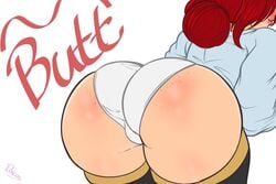 1girls ass bianca_leone_(doocen) big_ass bubble_butt butt doocen female female_focus female_only freckles huge_ass original original_character panties presenting presenting_hindquarters rear_view red_hair redhead thighhighs