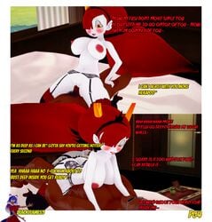 3d_(artwork) blackflames3 dark-skinned_male hekapoo hi_res lingerie orange_pupils penetration red_hair sex star_vs_the_forces_of_evil stockings yellow_sclera