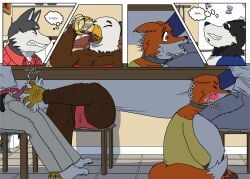 accipitrid accipitriform anthro avian big_penis bird bodily_fluids canid canine canis clothed clothing comic cum cum_in_mouth cum_inside daddy_kink deep_throat dialogue digital_media_(artwork) domestic_dog duo eagle ejaculation english_text family feathery fellatio female fox genital_fluids genitals group hi_res humor husky lgbt love male male/female male/male mammal masturbation mature_female nordic_sled_dog oral oral_penetration orgasm_face penetration penile penis romantic romantic_couple sagilmito sex simple_background slice_of_life spitz text vein veiny_penis x-ray_view