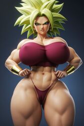 1girls 3d ai_generated big_breasts breasts dragon_ball dragon_ball_super dragon_ball_z female kefla muscular muscular_female thick_thighs