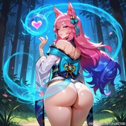 1female 1girls ahri ahri_(league_of_legends) ai_generated ass ass big_ass big_butt blue_eyes female fox fox_ears fox_girl fox_tail huge_ass huge_butt kaistar large_ass large_butt league_of_legends league_of_legends:_wild_rift light-skinned_female looking_at_viewer looking_back looking_back_at_viewer patreon pink_eyeshadow pink_hair pink_nails solo solo_female solo_focus spirit_blossom_ahri spirit_blossom_series tail white_skin